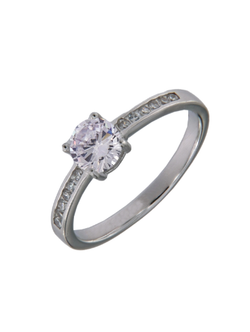 Anillo Solitario Plata Mujer PANI2190 Circonitas Baguette Circonita Redonda