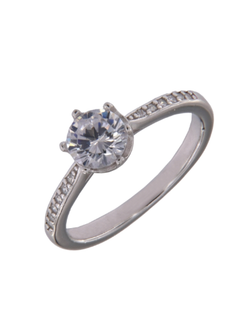 Anillo Solitario Plata Mujer PANI2199 Circonitas Baguette Circonita Redonda