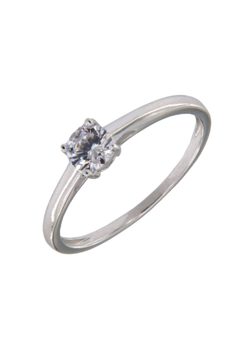 Anillo Solitario Plata Mujer PANI2200 Liso Circonita Redonda