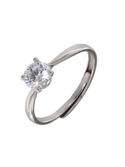 Anillo Solitario Plata Mujer PANI2210 Liso Circonita Redonda