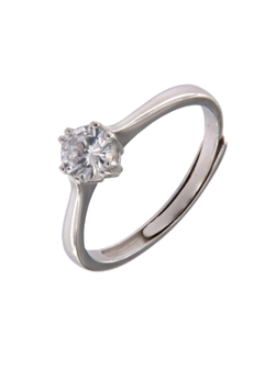 Anillo Solitario Plata Mujer PANI2211 Liso Circonita Redonda