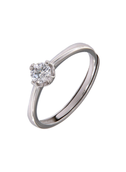 Anillo Solitario Plata Mujer PANI2213 Liso Circonita Redonda