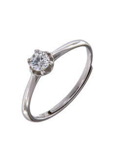 Anillo Solitario Plata Mujer PANI2214 Liso Circonita Redonda