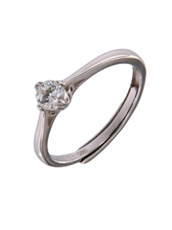 Anillo Solitario Plata Mujer PANI2215 Liso Circonita Redonda