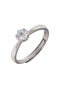 Anillo Solitario Plata Mujer PANI2216 Liso Circonita Redonda