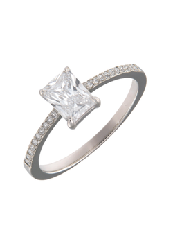 Anillo Solitario Plata Mujer PANI2271 Circonita Rectangular