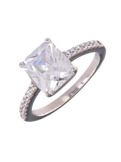 Anillo Solitario Plata Mujer PANI2274 Circonita Cuadrada