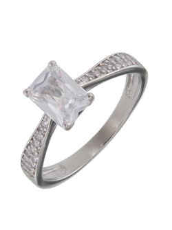 Anillo Solitario Plata Mujer PANI2279 Circonitas Baguette Circonita Rectangular