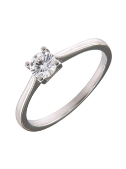 Anillo Solitario Plata Mujer PANI2280 Liso Circonita Redonda