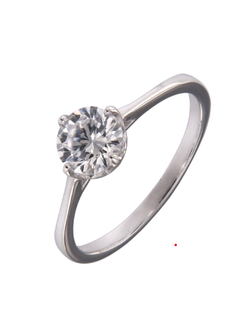 Anillo Solitario Plata Mujer PANI2282 Liso Circonita Redonda