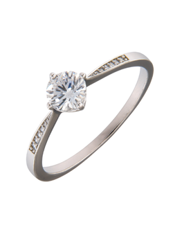 Anillo Solitario Plata Mujer PANI2283 Liso Circonita Redonda