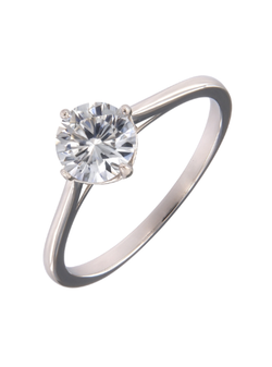 Anillo Solitario Plata Mujer PANI2286 Liso Circonita Redonda