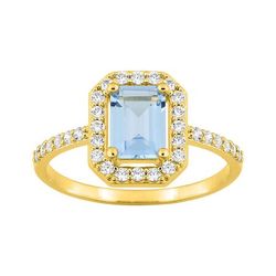 Anillo Sortija Metal Chapado Oro Argyor Mujer (CH)137423.6 Circonita Azul Cielo Bicolor Blancas