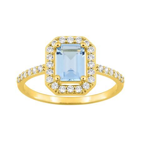 Anillo Sortija Metal Chapado Oro Argyor Mujer (CH)137423.6 Circonita Azul Cielo Bicolor Blancas