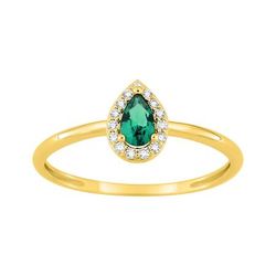 Anillo Sortija Metal Chapado Oro Argyor Mujer (CH)137459.4 Circonita Verde Bicolor Blancas