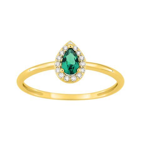 Anillo Sortija Metal Chapado Oro Argyor Mujer (CH)137459.4 Circonita Verde Bicolor Blancas