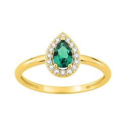 Anillo Sortija Metal Chapado Oro Argyor Mujer (CH)137460.4  Circonita Verde Bicolor Blancas