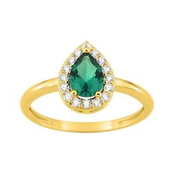 Anillo Sortija Metal Chapado Oro Argyor Mujer (CH)137462.4 Circonita Verde Bicolor Blancas