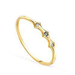 Anillo Sortija Oro 18Kts 1,50mm 19693 Bambú 3 Circonitas