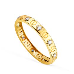 Anillo Sortija Oro 18kts 3mm 19727 Circonitas