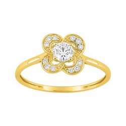 Anillo Sortija Oro 9kts Argyor MRM (9)9KLGD252Y Flor Diamantes Laboratorio 0,32ct DI.SYN F-VS