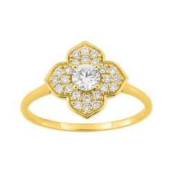 Anillo Sortija Oro 9kts Argyor MRM (9)9KLGD254Y Flor Diamantes Laboratorio 0,44ct DI.SYN F-VS