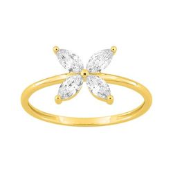 Anillo Sortija Oro 9kts Argyor MRM (9)9KLGD267Y Flor Diamantes Laboratorio 0,48 DI.SYN F-VS