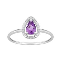 Anillo Sortija Oro Blanco 9Kts Argyor MRM (9)197732.A1 Piedra Amatista 0,38ct - Diamantes 0,08ct GH-P