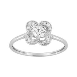Anillo Sortija Oro Blanco 9kts Argyor MRM (9)9KLGD252W Flor Diamantes Laboratorio 0,32ct DI.SYN F-VS
