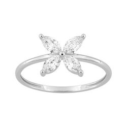 Anillo Sortija Oro Blanco 9kts Argyor MRM (9)9KLGD267W Flor Diamantes Laboratorio 0,48 DI.SYN F-VS
