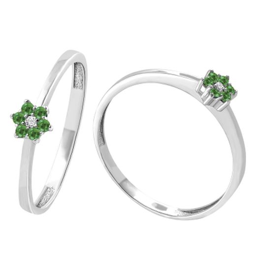 18kt White Gold Rosette Ring 0.01ct Diamonds 0108124