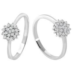 Anillo Sortija Roseta Oro Blanco 18kts Diamantes 0.19cts 0107971