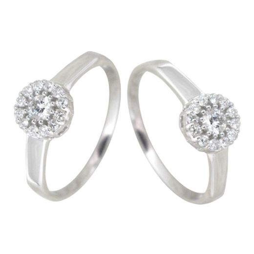 Anillo Sortija Roseta Oro Blanco 18kts Diamantes 0.25cts 0108231