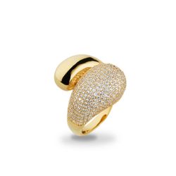Anillo Sovrani Bronce J10948M15 Dorado Enrollado Circonitas