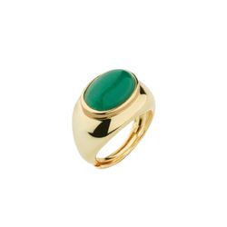 Anillo Sovrani Bronce J8272M13 Chapado Con Piedra Verde