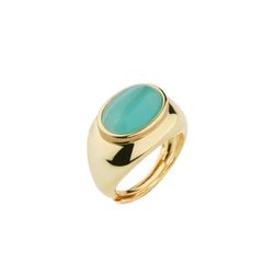 Anillo Sovrani Bronce J8273M13 Chapado Con Piedra Verde Agua