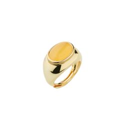 Anillo Sovrani Bronce J8275M13 Chapado Con Piedra Amarilla