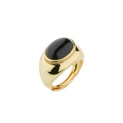 Anillo Sovrani Bronce J8279M13 Chapado Con Piedra Negra