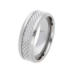 Anillo Tungsteno - Fibra Carbono Liska Hombre MSR011 Plateado