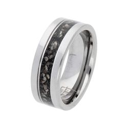 Anillo Tungsteno Liska Hombre MSR009 Negro Bicolor Plateado
