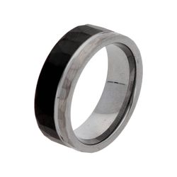 Anillo Tungsteno Liska Hombre MSR010 Negro Bicolor Plateado