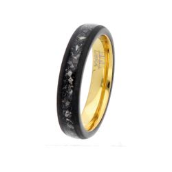 Anillo Tungsteno Liska Mujer MSR002-D Negro Bicolor Dorado