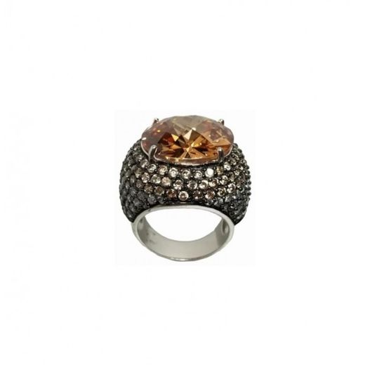 Anel de Prata Xernus 1RG2225A Conjunto de Zircões e Topázios