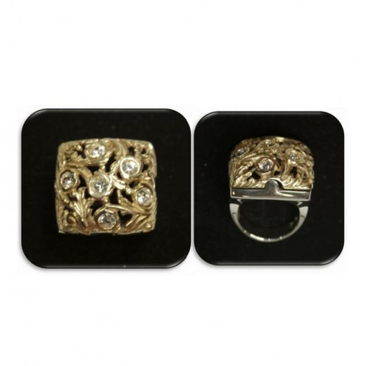 Anel Xernus Ouro Prata Bicolor 3RG2627 Filigrana com Zircônia