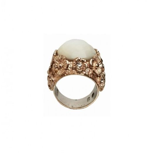 Anillo Xernus Plata Dorada 1RG2178 Filigrana Con Cristal Blanco