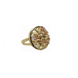 Anillo Xernus Plata Dorada NF2085 Cristales Multicolor