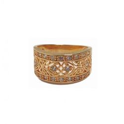Anillo Xernus Plata Dorada NF2106 Circonitas Aguamarina