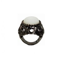 Anell Xernus Plata Negra 1RG2179 Filigrana Amb Cristall Blanc