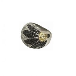 Xernus Silver Ring NF1078 White Jet Crystal and Citrine