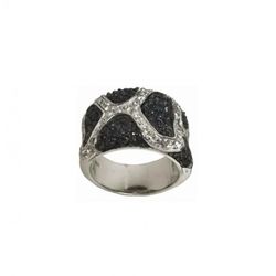 Anillo Xernus Plata NF1096 Circonitas Bicolor Negro